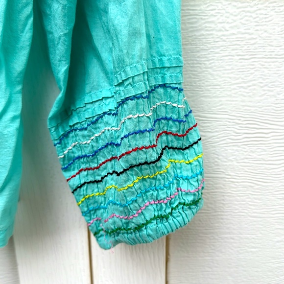 Johnny Was blouse, teal, Medium - Picture 3 of 6